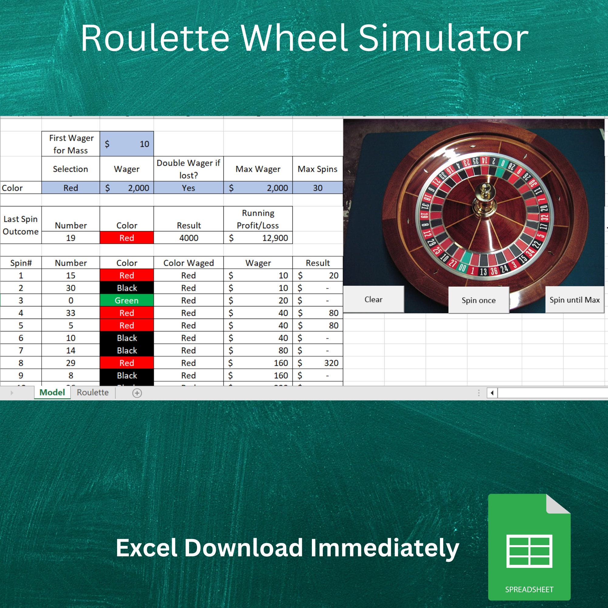 Roulette Wheel Simulator Etsy