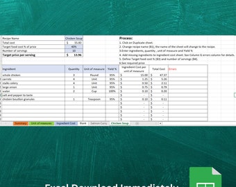 Calculadora de costos de alimentos