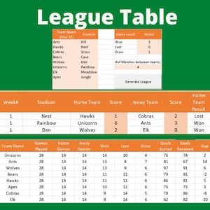 Competitietabel maken in Excel