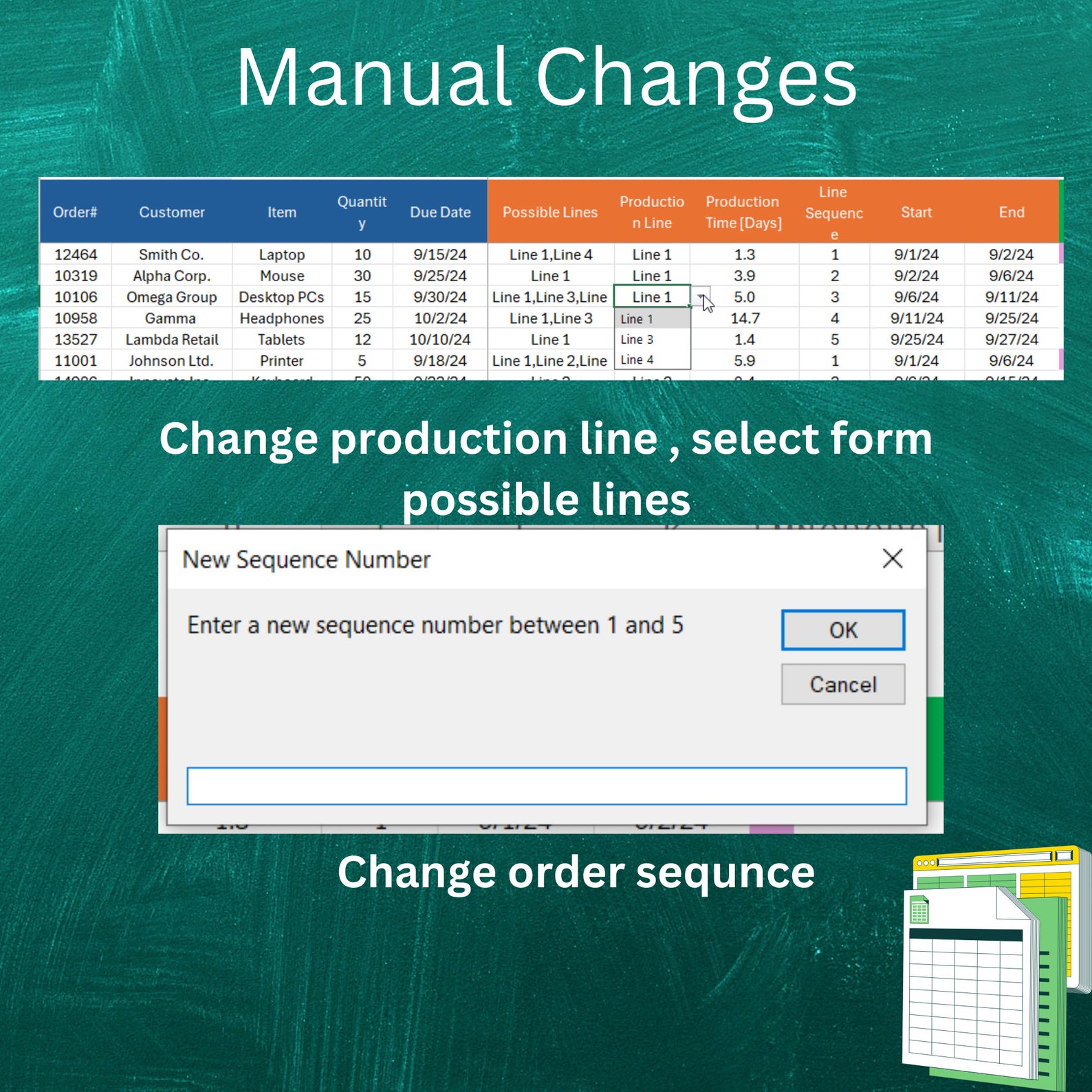 Automatic Production Scheduling Excel Template | Optimize Production ...