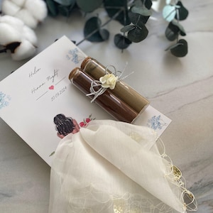 Buono regalo personale, biglietto all'henné, biglietto di nozze, caffè in tubetto, regalo all'henné in tubetto, regalo per la sposa, bomboniere per la sposa