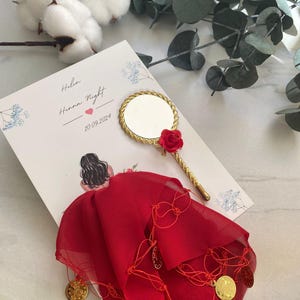 bridal shower, parte della sposa, bomboniere sposa, bomboniere matrimonio, regalo biglietto henné, regalo specchio, bomboniere specchio, set sposa e specchio