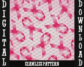 Seamless Pattern Digital Download PNG file Pink breast cancer ribbon fabric sublimation printing scrapbook