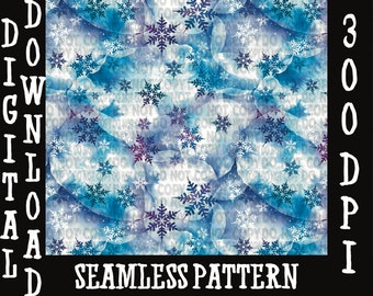 Snowflake Seamless Pattern, Winter Fabric Design (PNG Digital File)