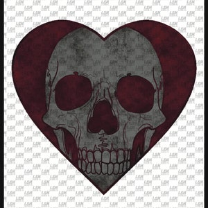 Distressed Skull Heart Valentine PNG Digital File Download Valentine&#39;s Day Anti-Valentine Dark Humor Sublimation