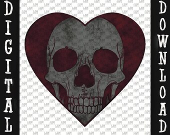 Distressed Skull Heart Valentine PNG Digital File Download Valentine's Day Anti-Valentine Dark Humor Sublimation