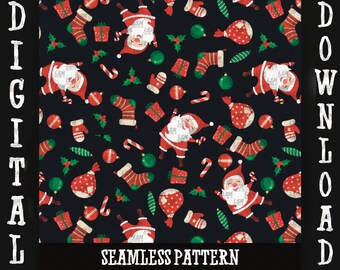 Santa christmas stocking seamless pattern background digital file download png fabric headband sublimation