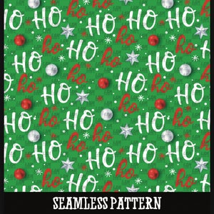 Ho Christmas Seamless Pattern, Holiday Fabric (PNG Digital Download)
