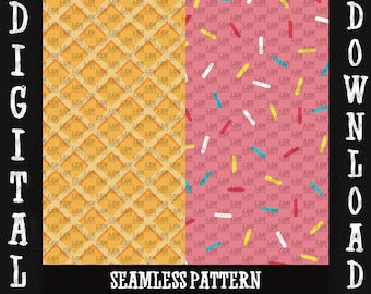 Ice Cream Seamless Pattern, Summer Fabric Design (PNG Digital Download)
