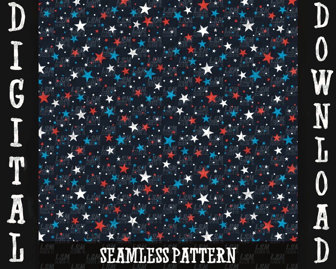 Red White Blue Stars Seamless Pattern File Png Digital Download ...