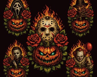 Halloween horror movie bundle 5 designs digital download sublimation dtf