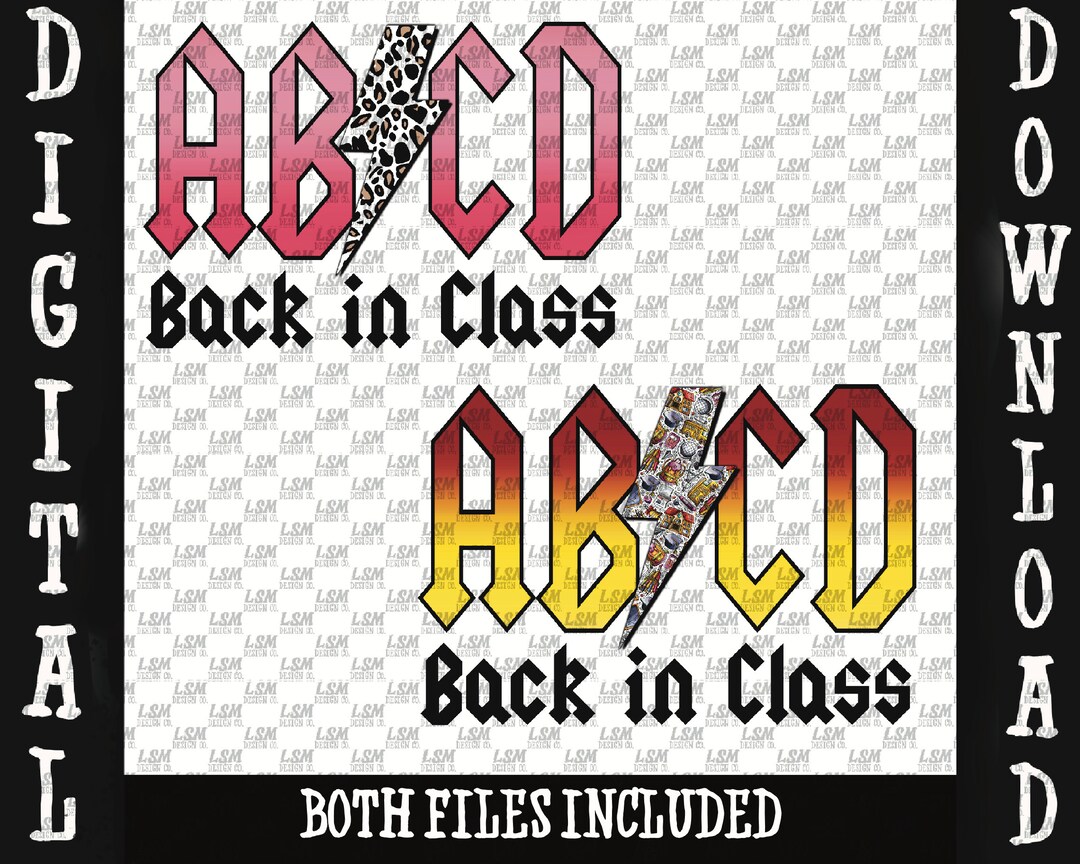 Buy 2 Files AB/CD Back in Class PNG Digital File Download Abcd Back to ...