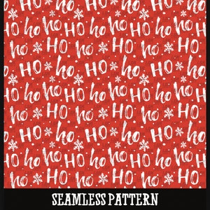 Christmas Ho Ho Ho Seamless Pattern, Red Fabric Background (PNG Digital File)