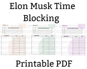 Elon Musk Time Blocking//Printable PDF