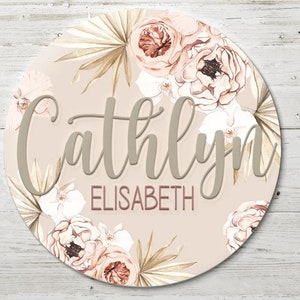 Custom Romantic Boho Round Name, Floral Nursery Circle, Sign Baby Shower, Gift Nursery Decor, Vintage Floral, Custom Sign, Custom Boho Baby