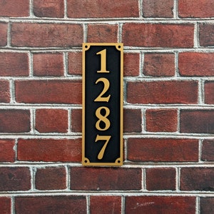 Custom Gold Mid Century Vertical Address Plaque, Gold Address Number Sign, Modern Address Sign, Retro Style House Number,