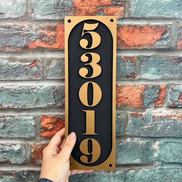 CUstom Vintage Bronze Paint Address Plaque, unique house numbers, Custom Vertical House Numbers, custom signs, mid century modern numbers