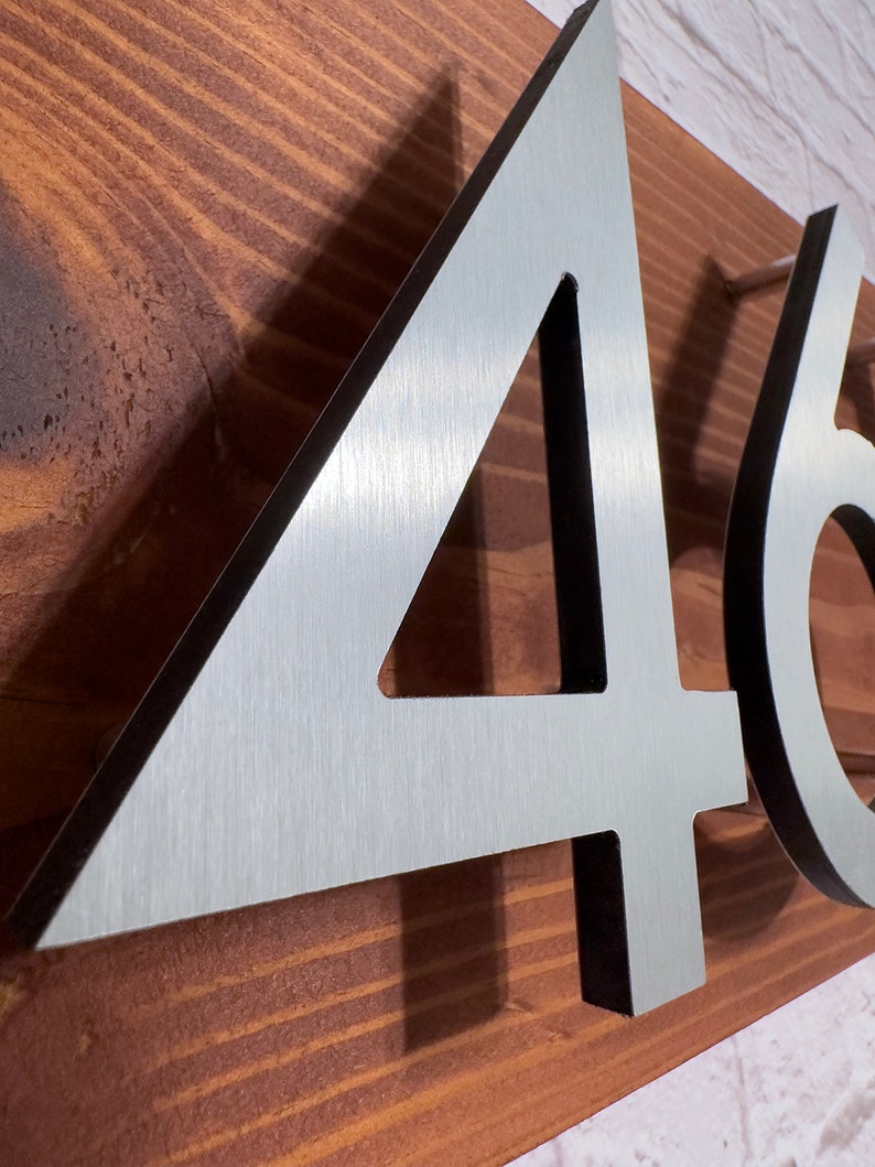 Modern Floating Number Wood Address Sign for Home or Office, Home Wood