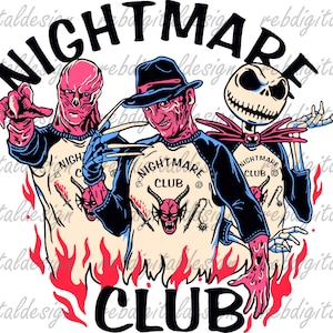 Halloween SVG, Nightmare Club PNG, Spooky Season, Hell Devil Fire, Trendy Halloween, Hell Club PNG, Halloween PNG, Instant Digital Download