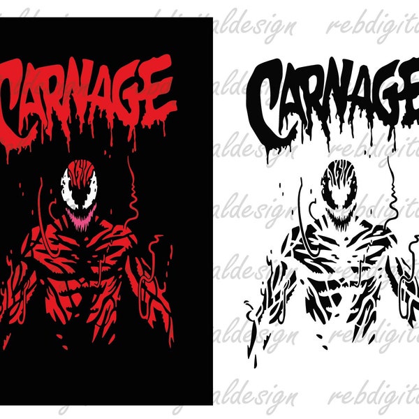 Carnage Venom, personaje de película de terror, diseño de sublimación, Halloween SVG PNG PDF Eps Ai, descarga digital instantánea