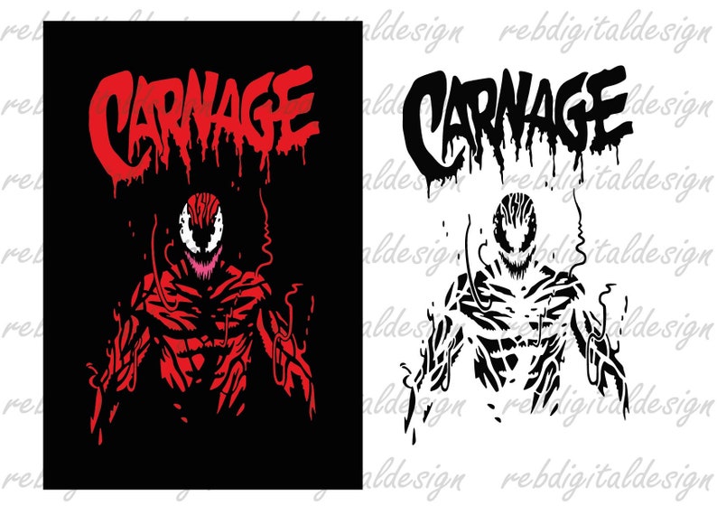 Carnage Venom, horror movie character, sublimation design, Halloween SVG PNG PDF Eps Ai ,Instant Digital Download image 1