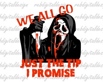 We All Go Scream, personaje de película de terror, diseño de sublimación, Halloween SVG PNG PDF Eps Ai, Descarga digital instantánea
