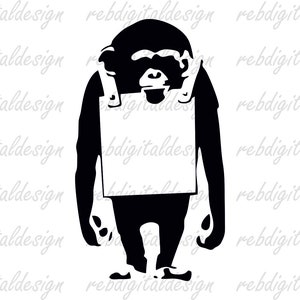 Monkey Silhouette, SVG, PDF PNG EPs Ai Instant Digital Download Clipart Vector Outline Stencil