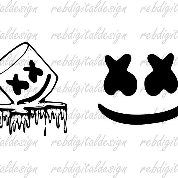 Marshmallow Smile Dj Face SVG PDF PNG EPs Ai Instant Digital Download Clipart Vector Outline Stencil