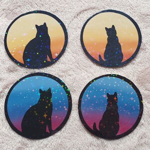 Night and Day Cat Silhouette Stickers