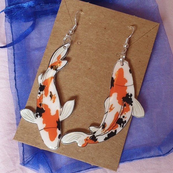 Koi Fish Earrings - Asymmetrical *also available as clip ons*