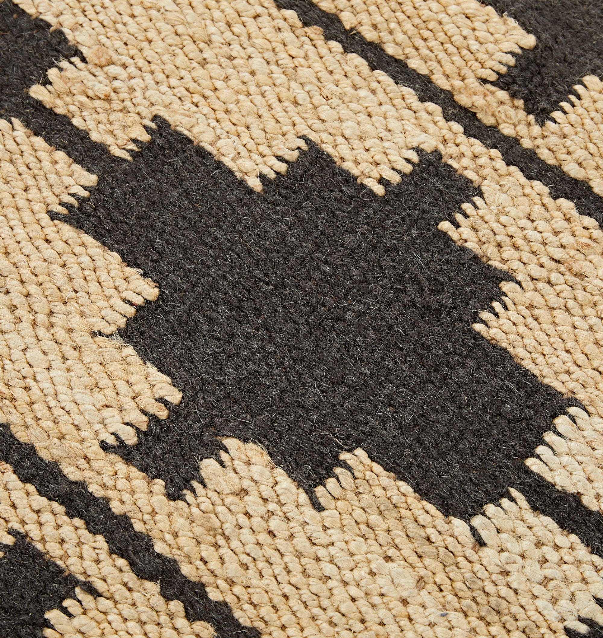 Black Natural and White Geometric Jute Rug Briaded Jute Etsy