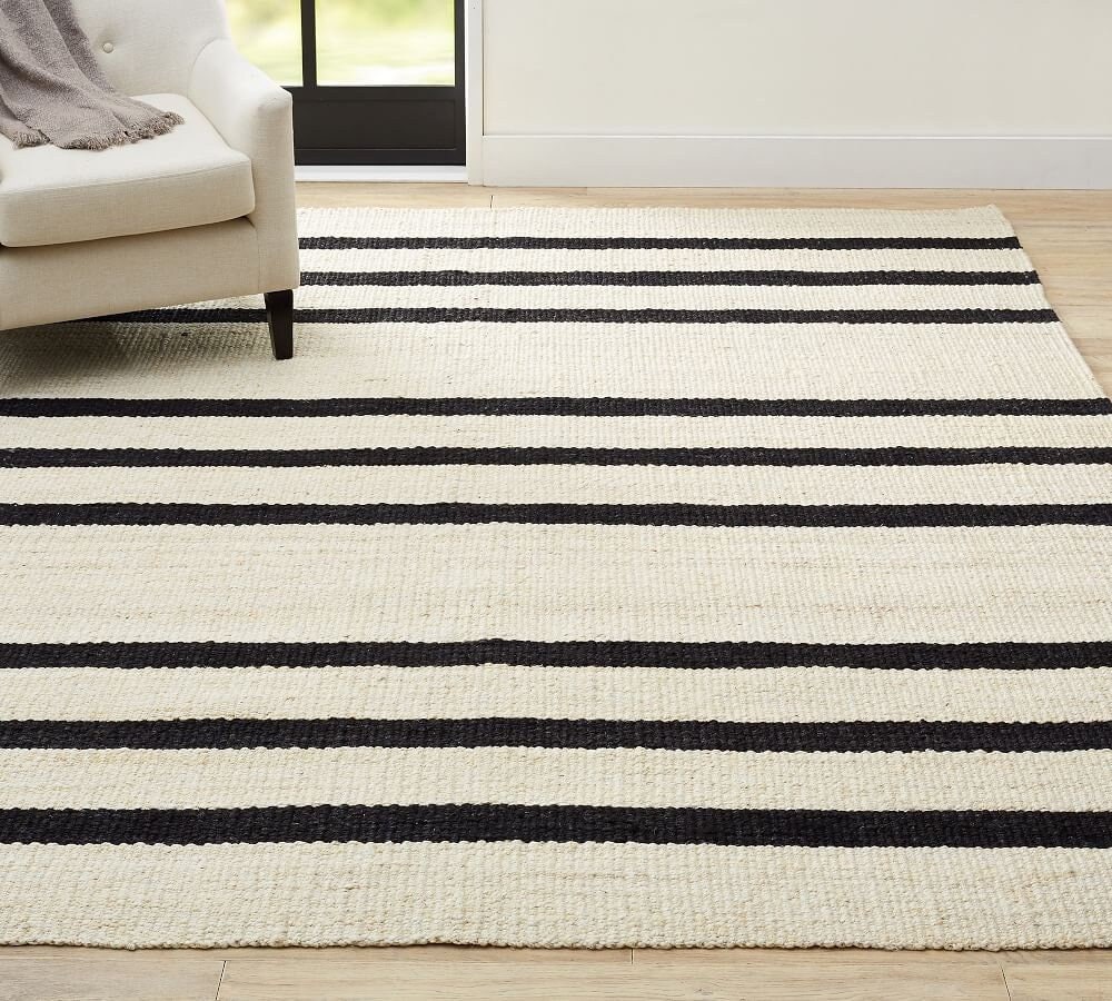 KaHouen Black and White Striped Rug (23.6 x 35.4 Inches ), Indoor