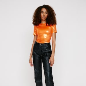 Sahara Orange Metallic Disco Baby Tee image 1