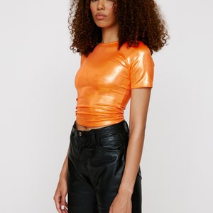 Sahara Orange Metallic Disco Baby Tee image 4