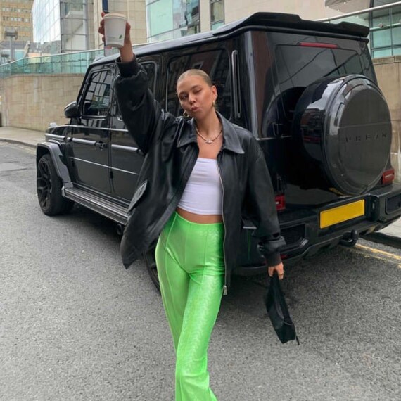 Apple Green Holograph Disco Pants With Tailored Pin Seams Etsy