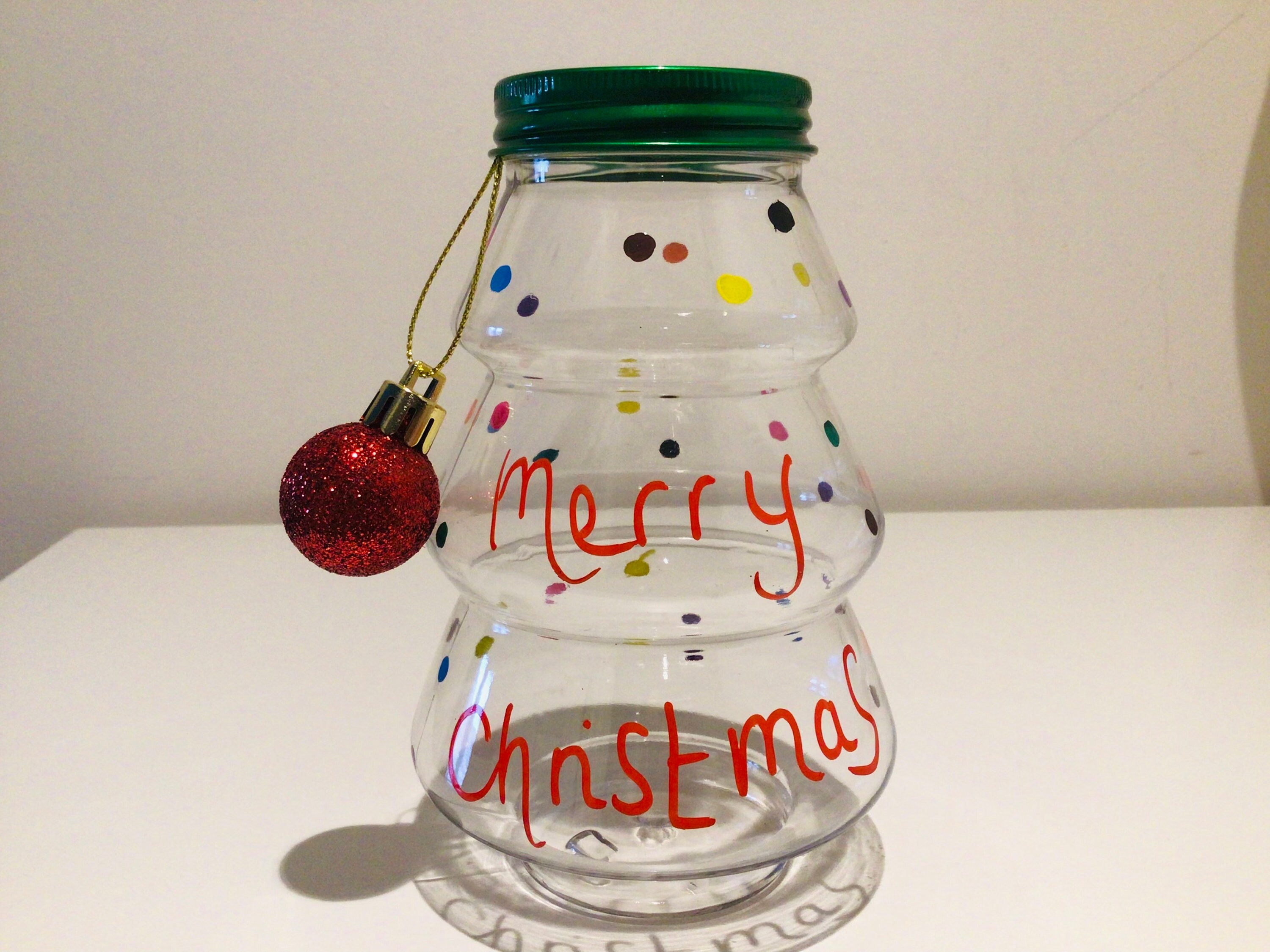 CHRISTMAS FILLABLE JAR This is a Cute Christmas Tree Shaped Jar, Can Be