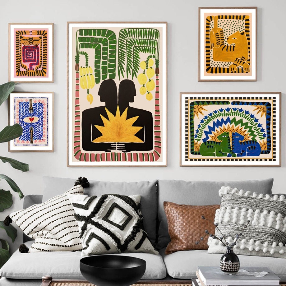 Affiche Art Abstrait - Art Mural Nordique Ancien Egypte Affiche avec Tigre Léopard -Décoration de Sa