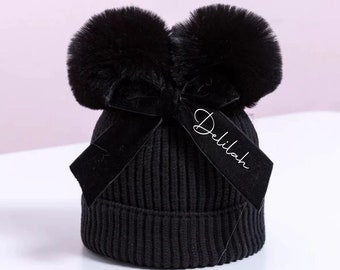 Personalised Double Pom Pom Hat