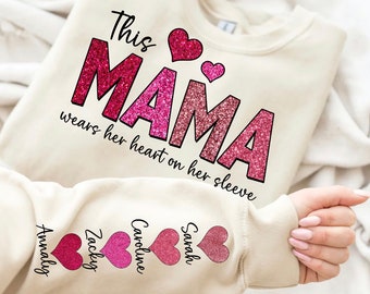 This Mama Wears her Heart on her Sleeve Sweatshirt/Hoodie