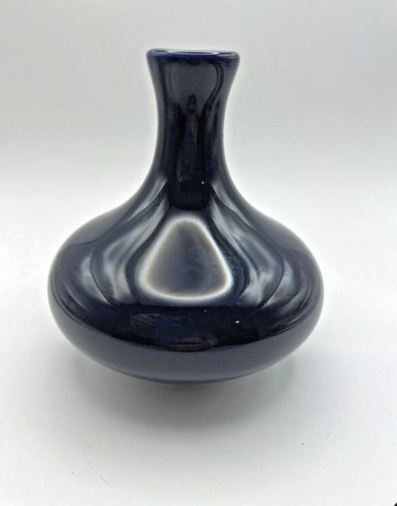 Haeger Art Pottery Vase Cobalt Blue Glaze Modern Dated 1998 Etsy