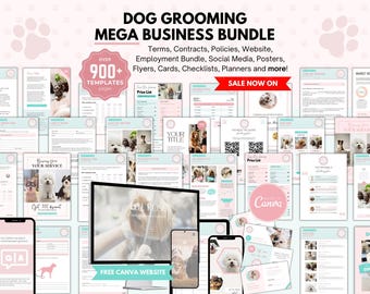 Dog Grooming Forms Bundle, Editable Contract/Agreement Templates, Printable Dog Grooming Policies/Procedures, Pet Salon Intake, Pet Business
