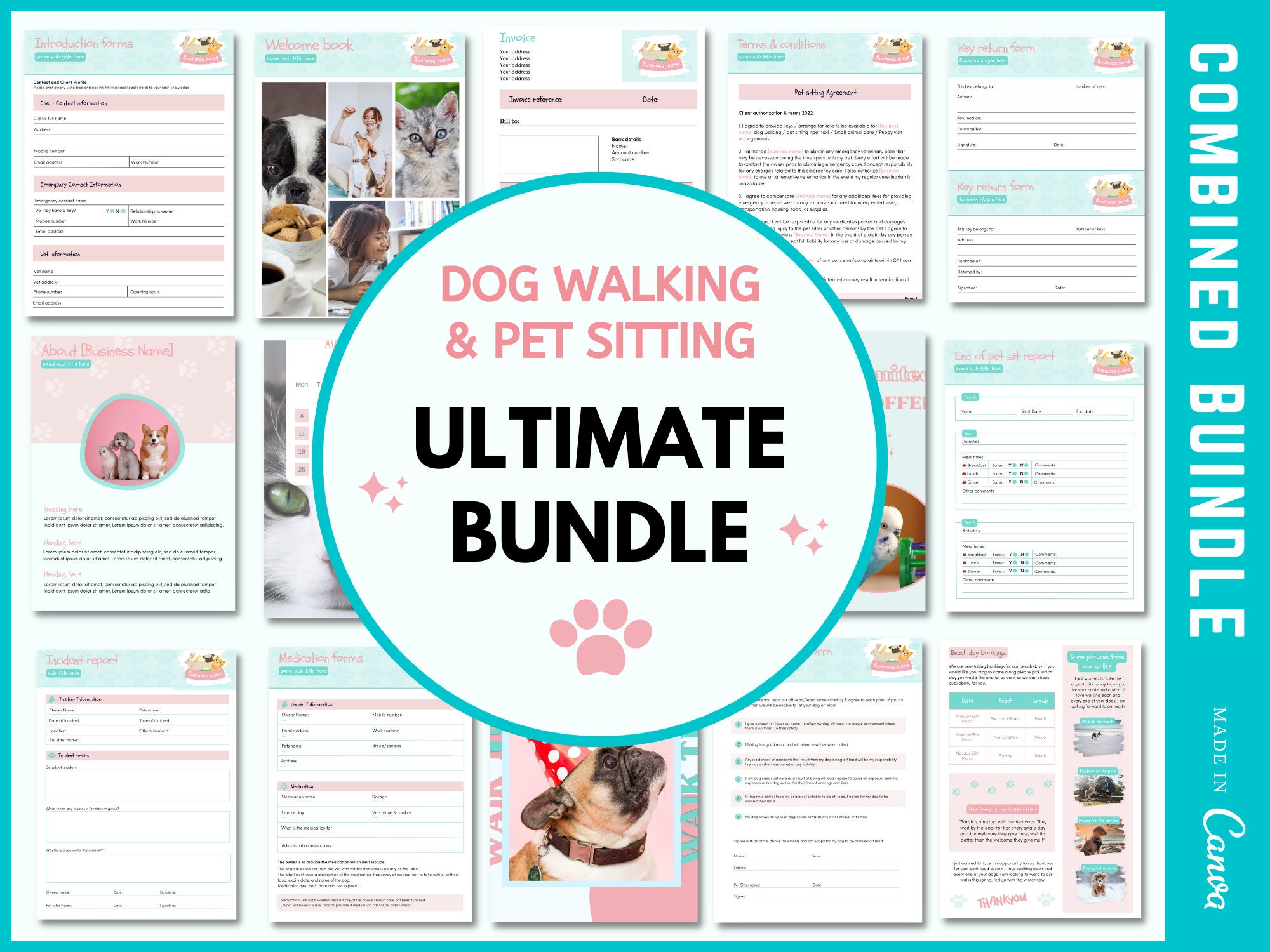 ULTIMATE Dog Walking & Pet Sitting Forms Bundle Dog Walking | Etsy UK