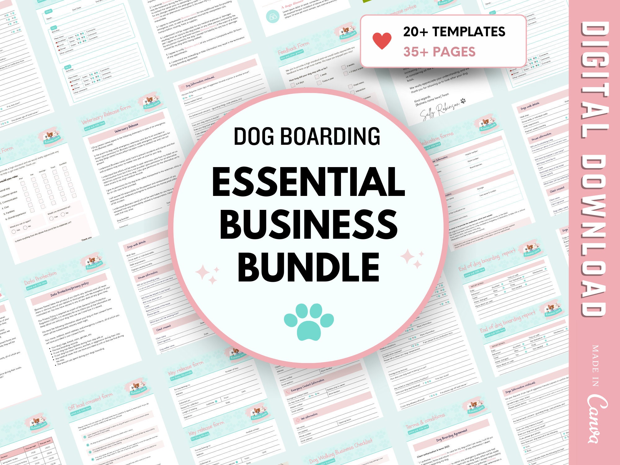 Dog Boarding Business Forms Bundle, Dog Boarding Forms, Dog Boarding