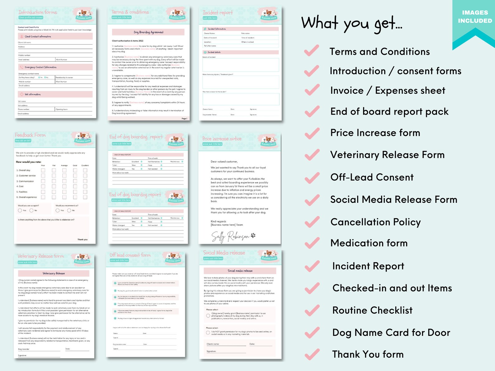 Dog Boarding Business Forms Bundle Dog Boarding Forms Dog Etsy UK