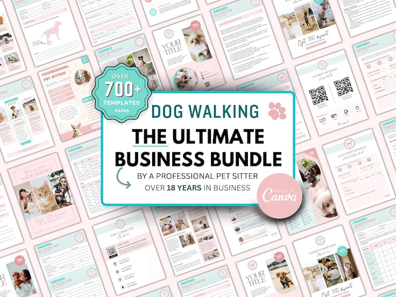 ULTIMATE Dog Walking Business Forms Bundle | Dog Walking Contract | Dog Walking Forms | Dog Walker forms | Dog Walking Logo EDITABLE afbeelding 1