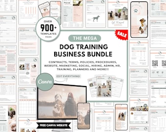 Dog Training Business Form, Dog Training Log, Dog Trainer Tracker, Editable Training Guide, Printable Puppy Training Planner, Canva Template
