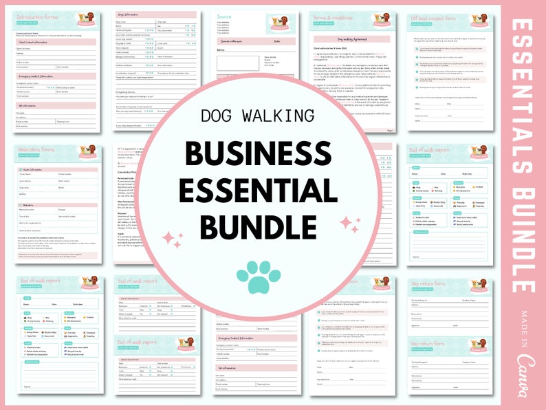 ESSENTIAL Dog Walking Business Forms Bundle Dog Walking Etsy UK