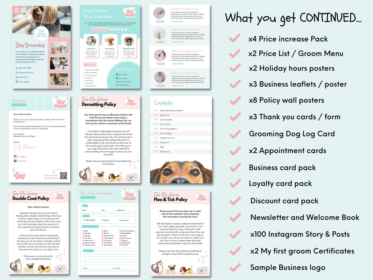Dog Grooming Business Forms Bundle Dog Grooming Forms Dog Etsy