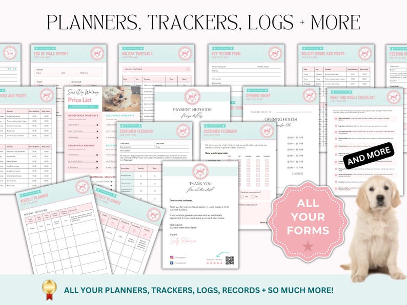 ULTIMATE Dog Walking Business Forms Bundle | Dog Walking Contract | Dog Walking Forms | Dog Walker forms | Dog Walking Logo EDITABLE afbeelding 7