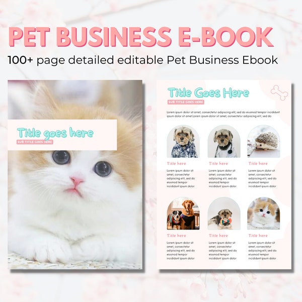 Pet Ebook Template, Pet Care Business, Workbook Template, Lead Magnet Template, Animal Ebook Template, Canva Ebook, eBook Cover Template